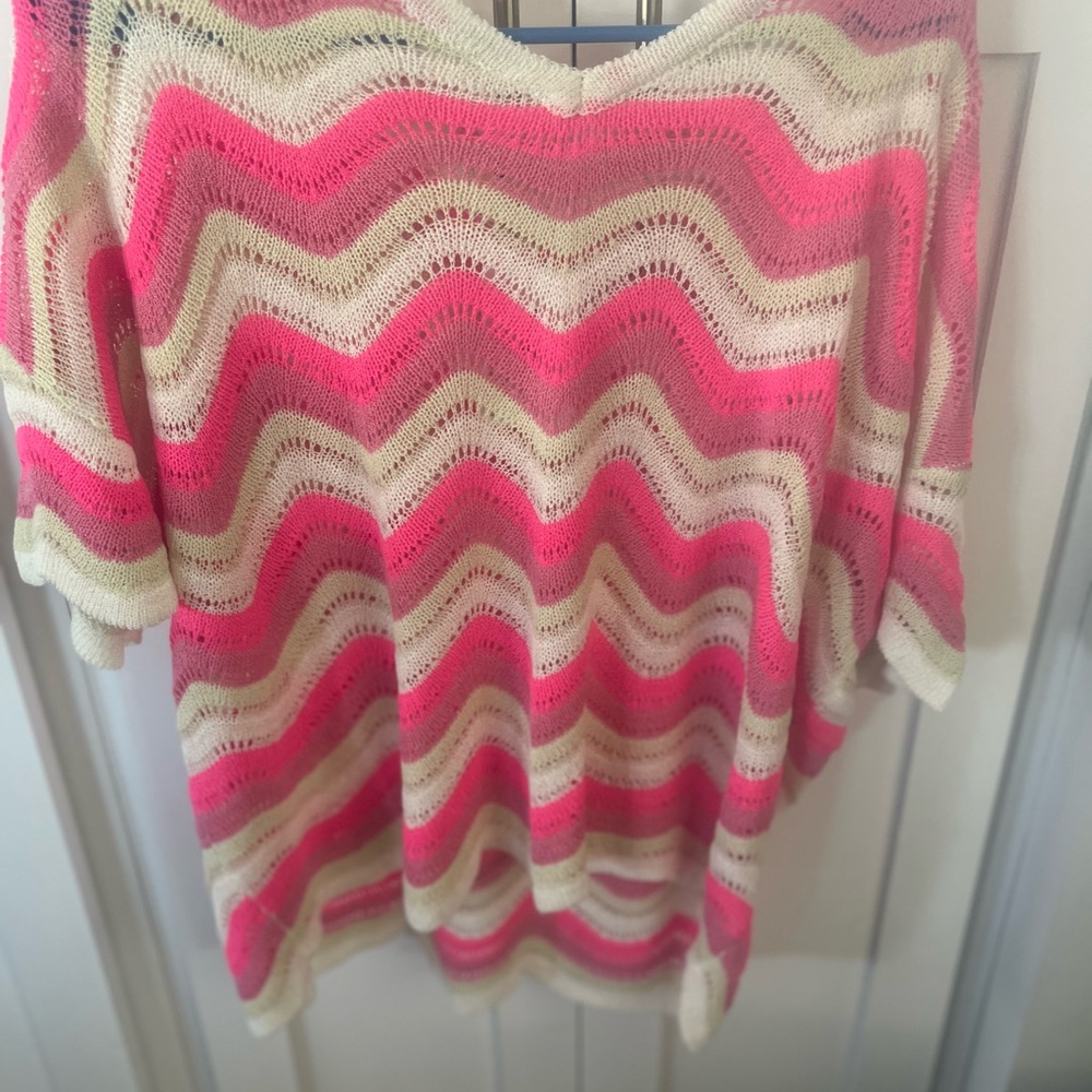 Pink and Cream Chevron Knit Top